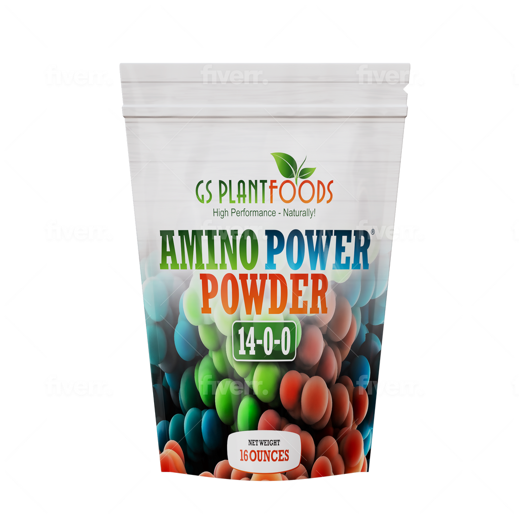 Amino Power Powder Nitrogen Fertilizer 16 oz - Plant-Based 100% Water Soluble High Nitrogen Source - 18 L-Amino Acids Chelating Agent for Foliar Spray, Turf, Vegetables, Fruits & Indoor Plants